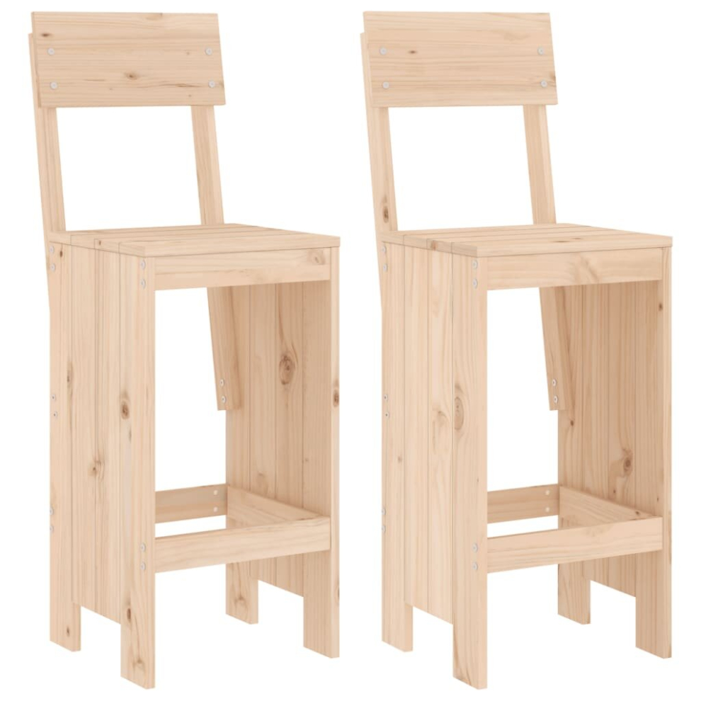 Vidaxl (Natural Pine, 40 X 48.5 X 115.5 Cm) Bar Stools Garden Stool Wooden Outdoor Chair 2 Pcs Solid Wood Pine