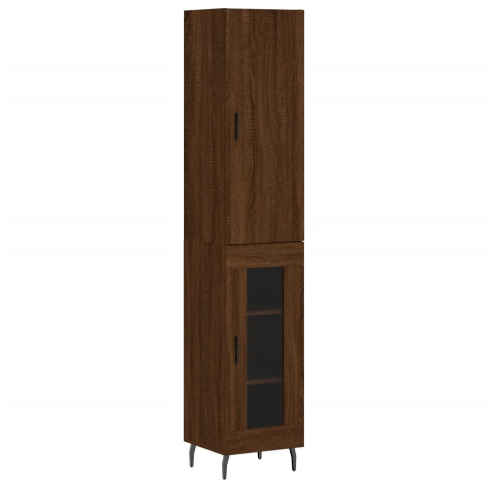 (brown oak, 1 glass door) vidaXL Highboard Sideboard Cupboard Side Board Storage Cabinet Engineered Wood