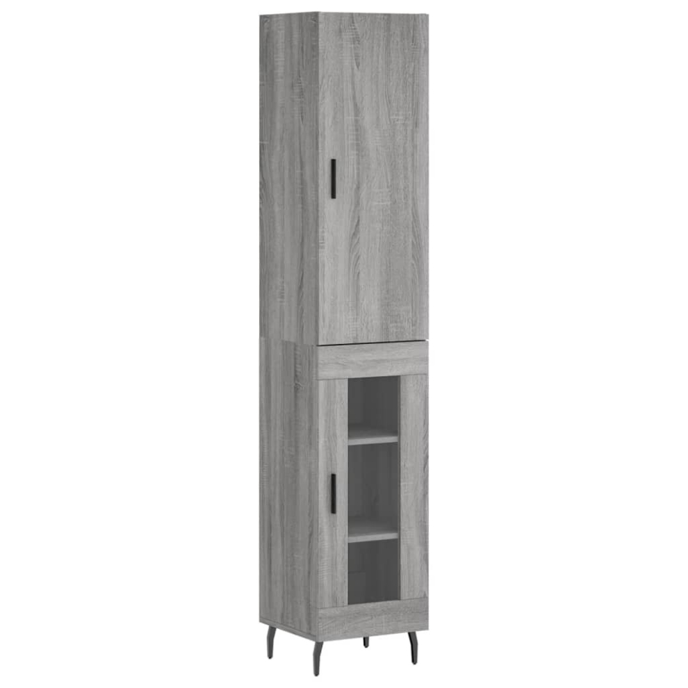 (grey sonoma, 1 glass door) vidaXL Highboard Sideboard Cupboard Side Board Storage Cabinet Engineered Wood