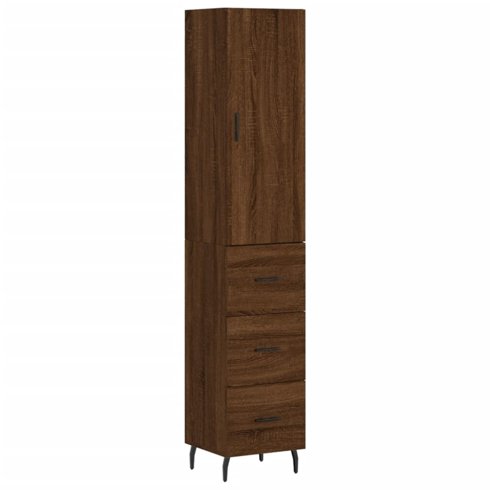 (brown oak, 3 drawers) vidaXL Highboard Sideboard Cupboard Side Board Storage Cabinet Engineered Wood