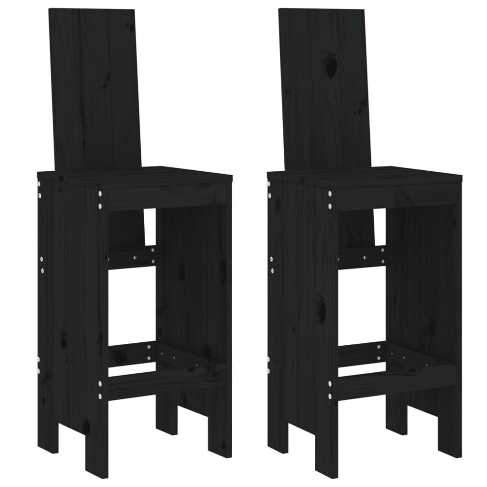 Vidaxl (Black Pine, 40 X 42 X 120 Cm) Bar Stools Garden Stool Wooden Outdoor Chair 2 Pcs Solid Wood Pine
