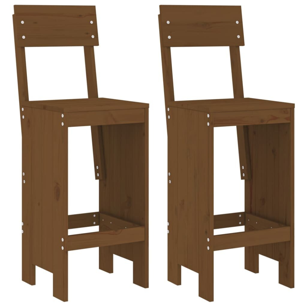 Vidaxl (Honey Brown Pine, 40 X 48.5 X 115.5 Cm) Bar Stools Garden Stool Wooden Outdoor Chair 2 Pcs Solid Wood Pine
