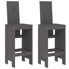 (grey pine, 40 x 42 x 120 cm) vidaXL Bar Stools Garden Stool Wooden Outdoor Chair 2 pcs Solid Wood Pine