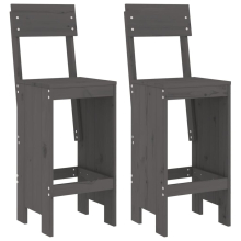 (grey pine, 40 x 48.5 x 115.5 cm) vidaXL Bar Stools Garden Stool Wooden Outdoor Chair 2 pcs Solid Wood Pine