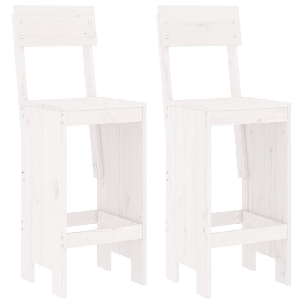 Vidaxl (White Pine, 40 X 48.5 X 115.5 Cm) Bar Stools Garden Stool Wooden Outdoor Chair 2 Pcs Solid Wood Pine