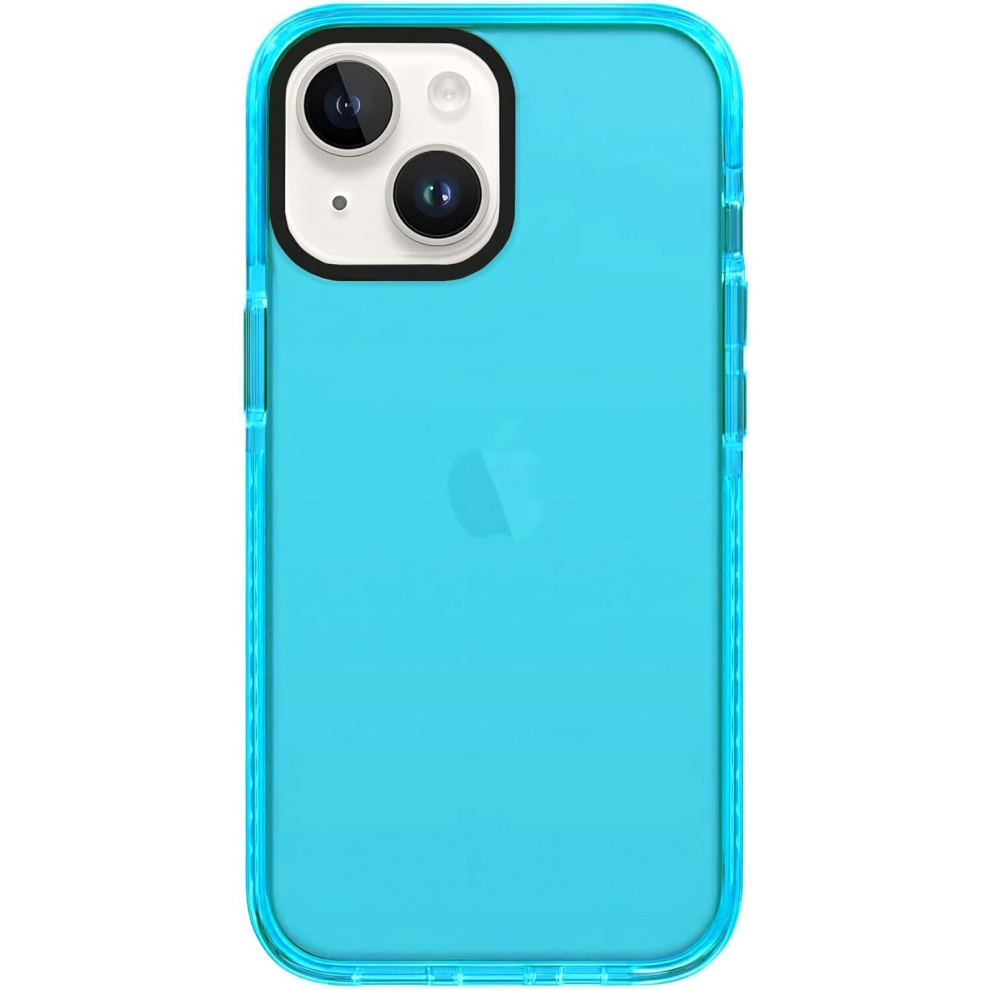 iPhone 15 , Cute Retro Vibrant Design Phone Cases for Women,Camera Protector Cover Soft Silicone Shockproof Protective Case Neon Blue