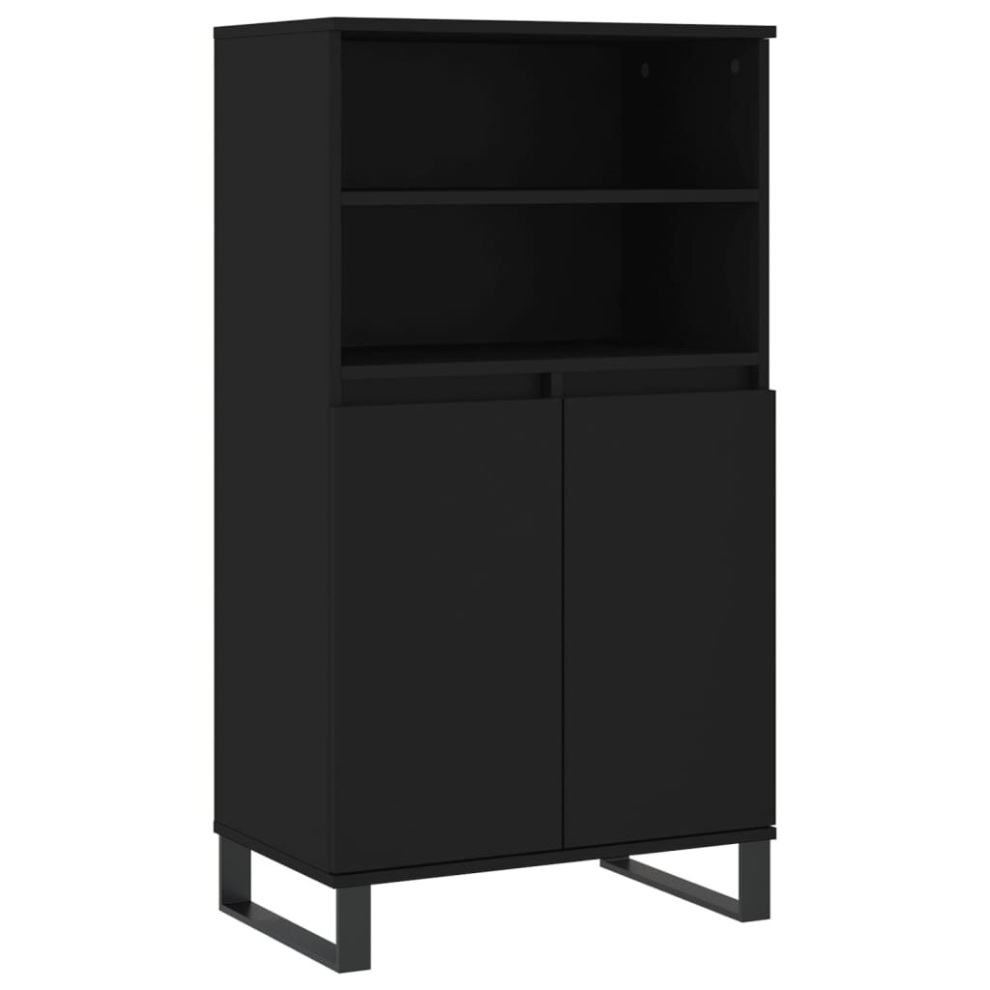 (black) vidaXL Highboard Sideboard Tall Storage Cabinet Side Cabinet Engineered Wood