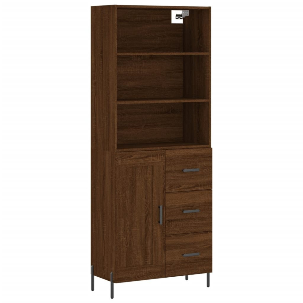 (brown oak, 1 wood door 3 drawers) vidaXL Highboard Sideboard Cupboard Side Cabinet Brown Oak Engineered Wood