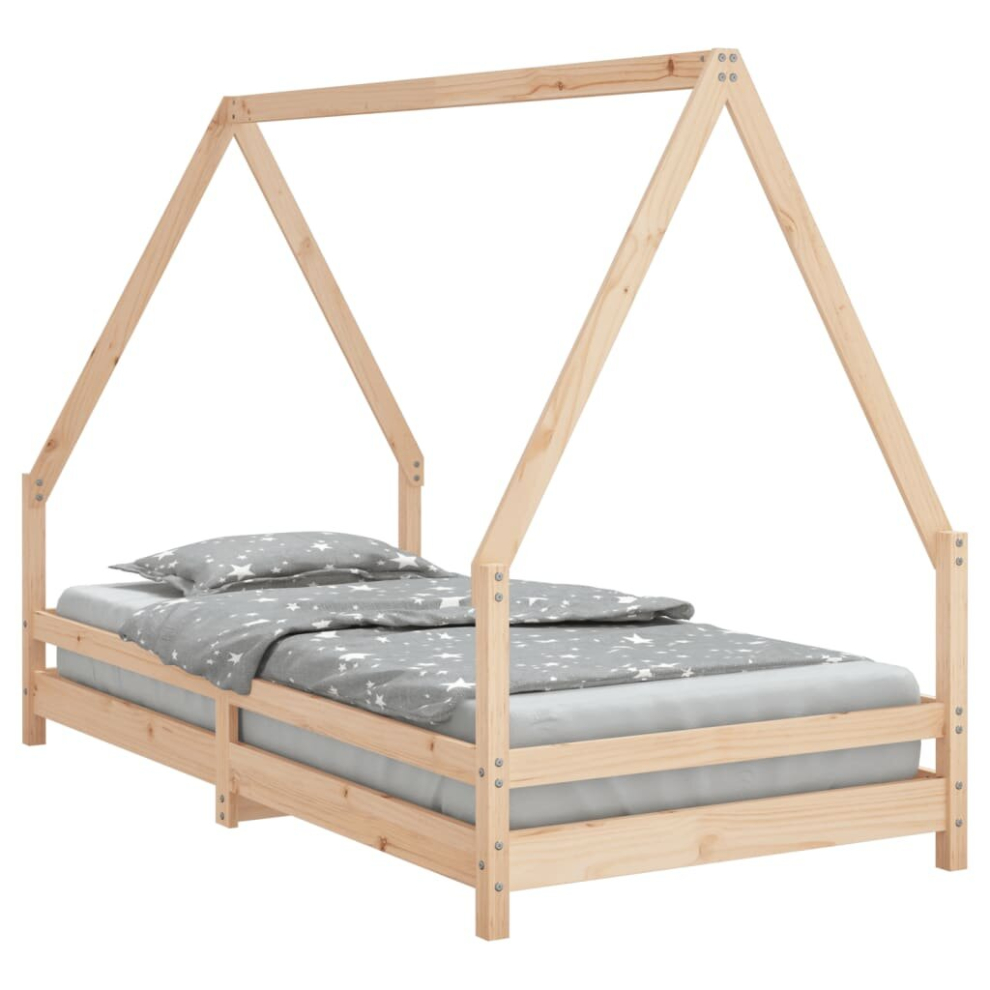 Vidaxl (Brown, 90 X 190 Cm) Kids Bed Frame Bedstead Mattress Foundation 90X200 Cm Solid Wood Pine