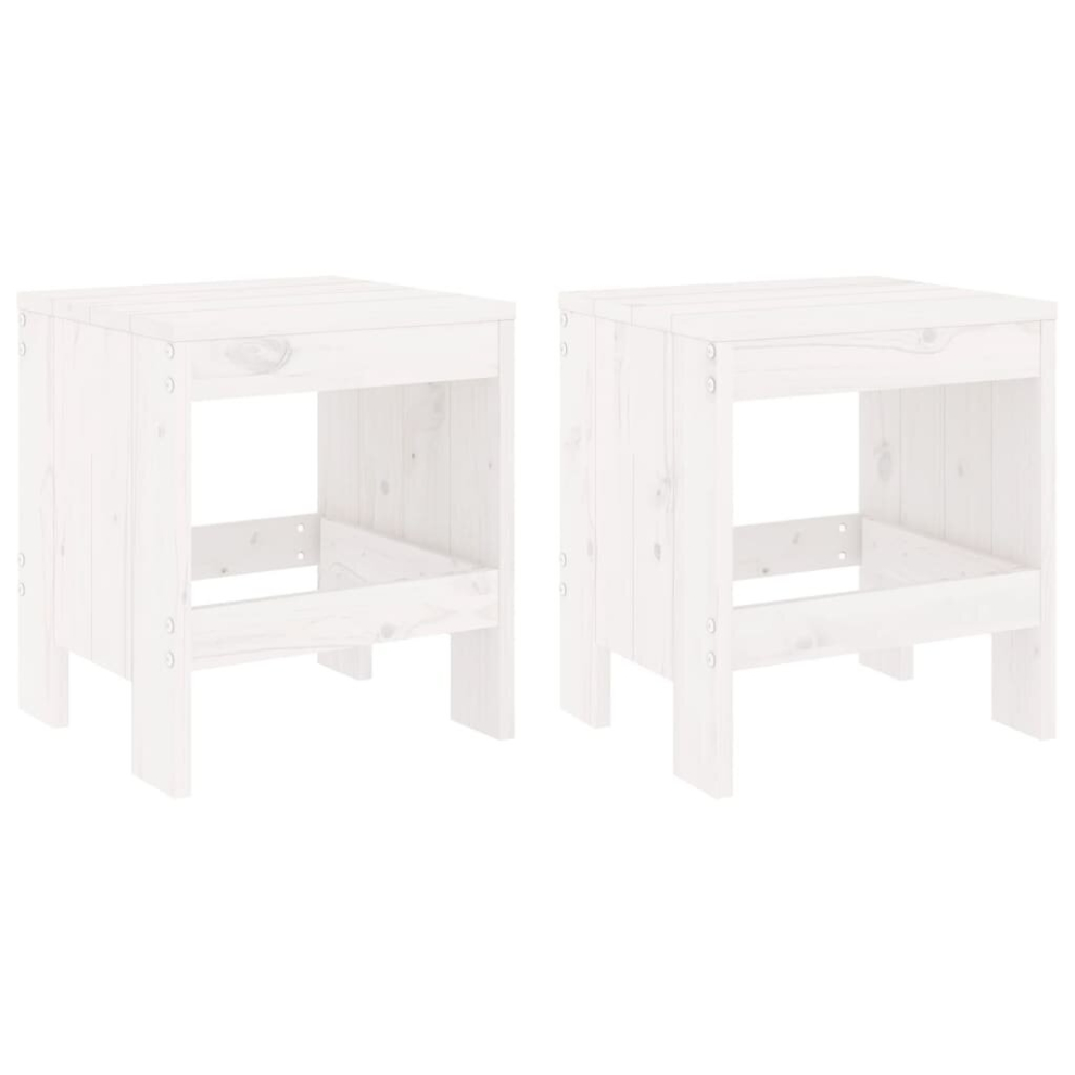 Vidaxl (White Pine, 40 X 36 X 45 Cm) Garden Stools Outdoor Bar Stool Wooden Chair 2 Pcs Solid Wood Pine