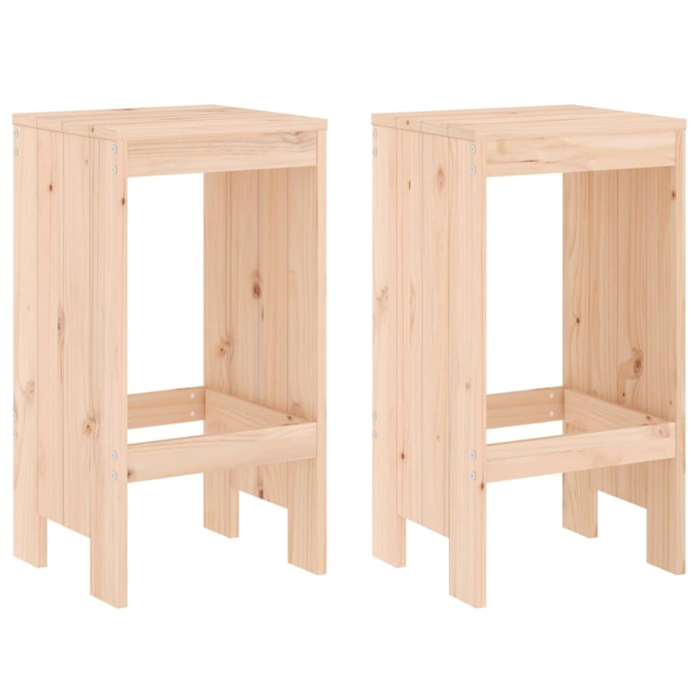 (natural pine, 40 x 36 x 75 cm) vidaXL Bar Stools Garden Stool Wooden Chair 2 pcs Honey Brown Solid Wood Pine