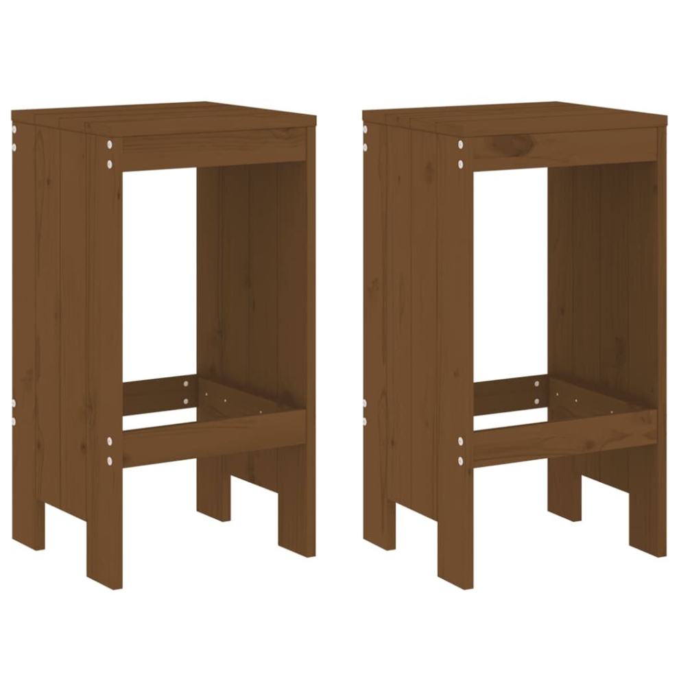 Vidaxl (Honey Brown Pine, 40 X 36 X 75 Cm) Garden Stools Outdoor Bar Stool Wooden Chair 2 Pcs Solid Wood Pine