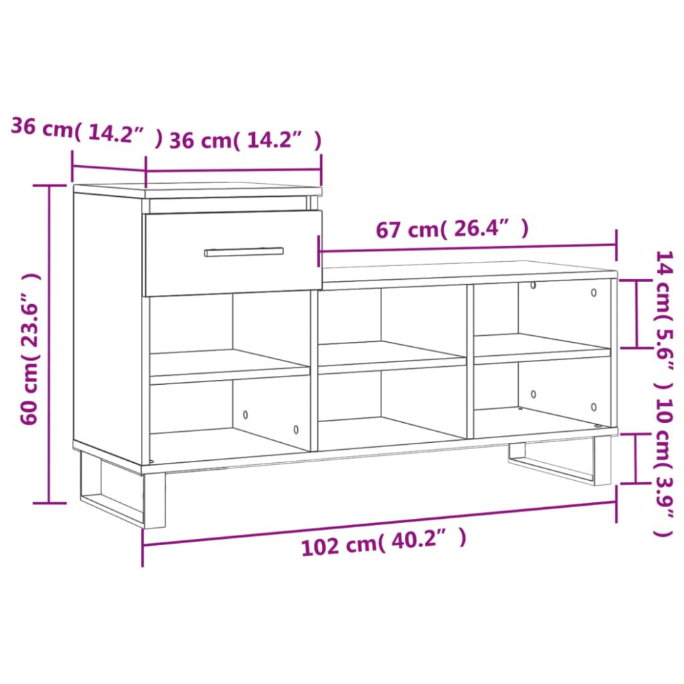 (smoked oak) vidaXL Shoe Cabinet Shoe Cupboard Shoe Storage Rack Shelf Engineered Wood