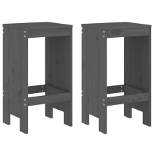 (grey pine, 40 x 36 x 75 cm) vidaXL Garden Stools Outdoor Bar Stool Wooden Chair 2 pcs Solid Wood Pine