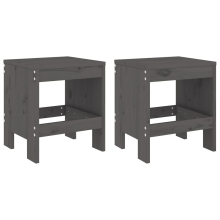 (grey pine, 40 x 36 x 45 cm) vidaXL Garden Stools Outdoor Bar Stool Wooden Chair 2 pcs Solid Wood Pine