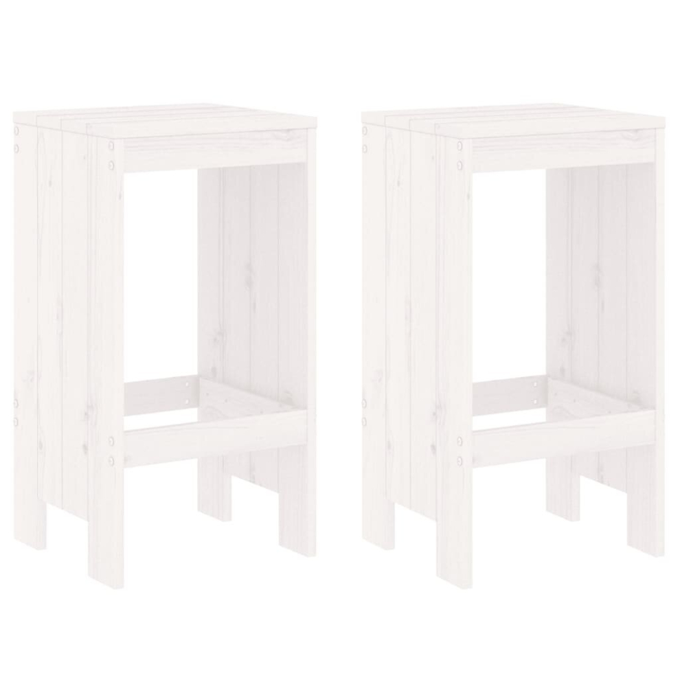 Vidaxl (White Pine, 40 X 36 X 75 Cm) Garden Stools Outdoor Bar Stool Wooden Chair 2 Pcs Solid Wood Pine