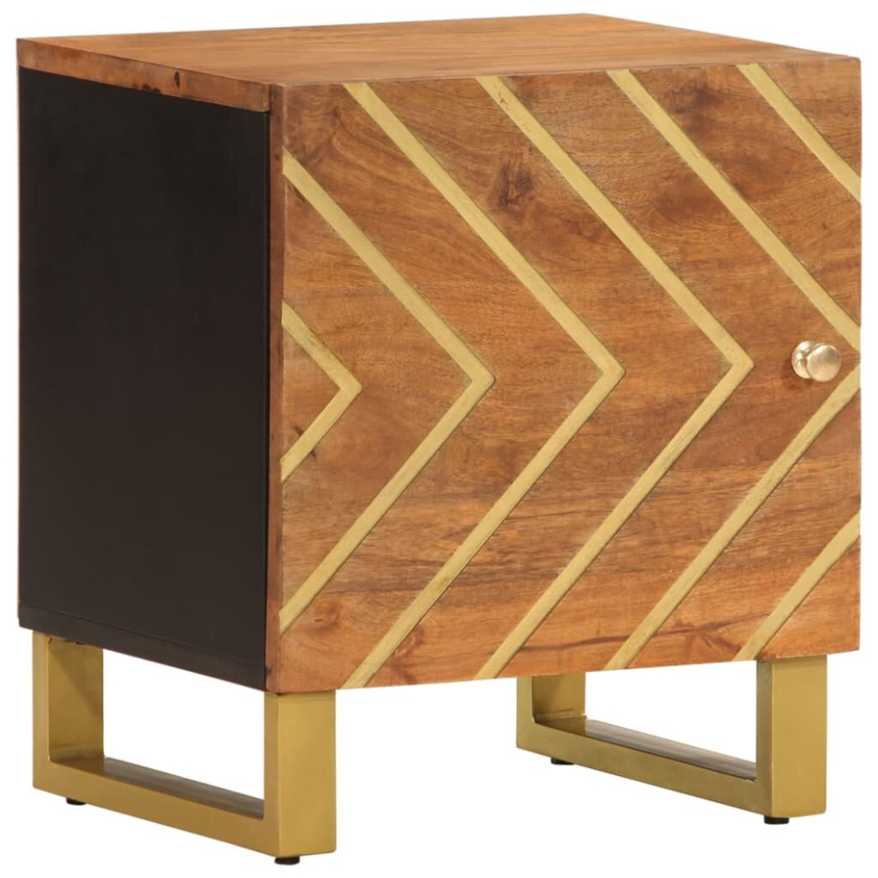 Vidaxl (1 Pcs) Bedside Cabinets Nightstand 2 Pcs Brown And Black Solid Wood Mango