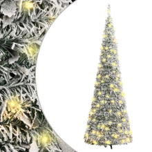 (180cm) vidaXL Artificial Christmas Tree Xmas Tree Decor Pop-up Flocked Snow 50 LEDs