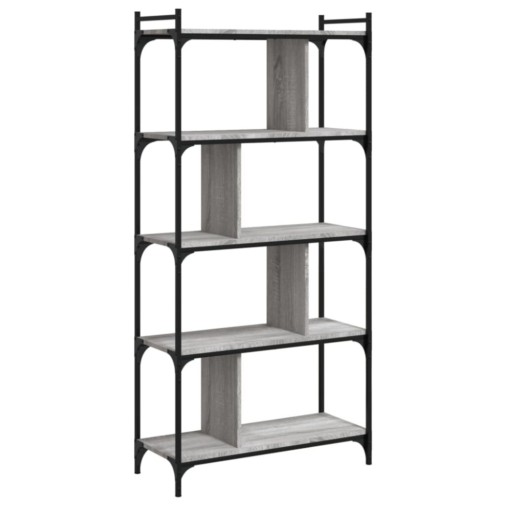 (grey sonoma, 76 x 32 x 158 cm) vidaXL Bookcase Book Shelf Storage Rack 5-Tier Grey Sonoma Engineered Wood