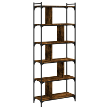 (smoked oak, 76 x 32 x 192 cm) vidaXL Bookcase Office 6-Tier Book Shelf Rack Storage Cabinet Engineered Wood