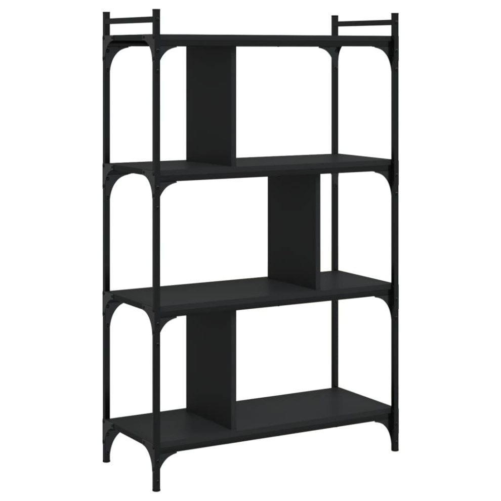 VidaXL 4-Tier Bookcase - 76x32x123 cm - Engineered Wood & Metal Frame - Black - Image 2