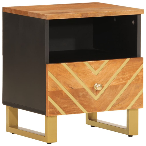 VidaXL (1 pcs) vidaXL Bedside Cabinet Nightstand Bed Table Brown and Black Solid Wood Mango