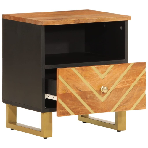 VidaXL (2 pcs) vidaXL Bedside Cabinet Nightstand Bed Table Brown and Black Solid Wood Mango 2