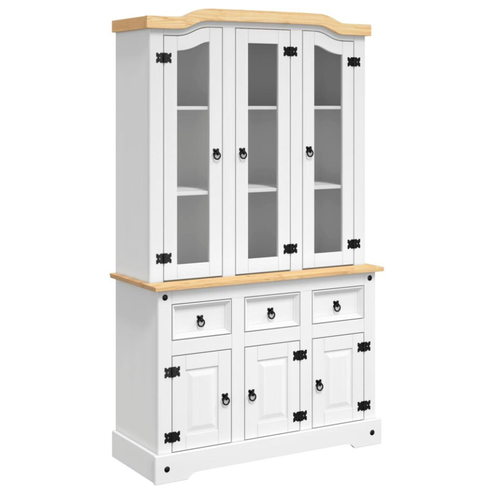 Vidaxl Highboard Sideboard Side Cabinet Solid Wood Mexican Pine Corona White