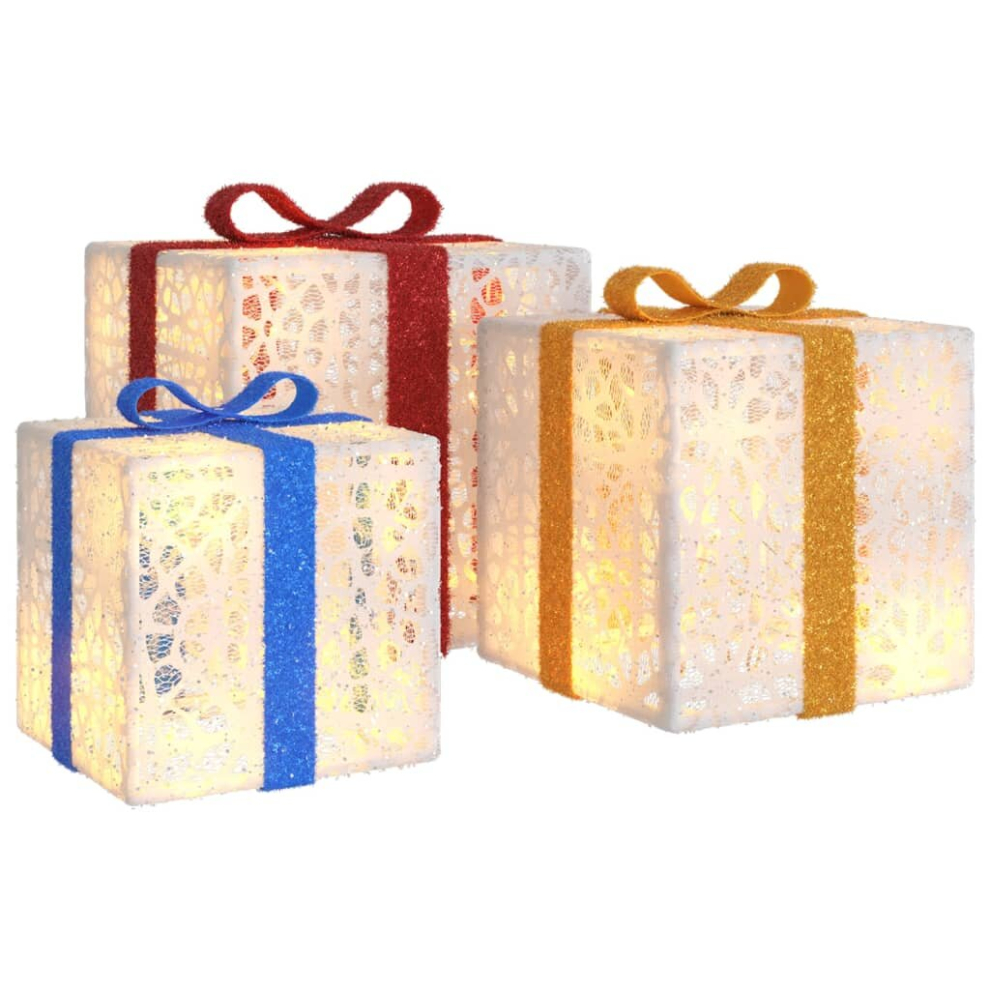 Vidaxl (White) Lighted Christmas Boxes Gift Box Festival Box Decoration 3 Pcs 64 Leds