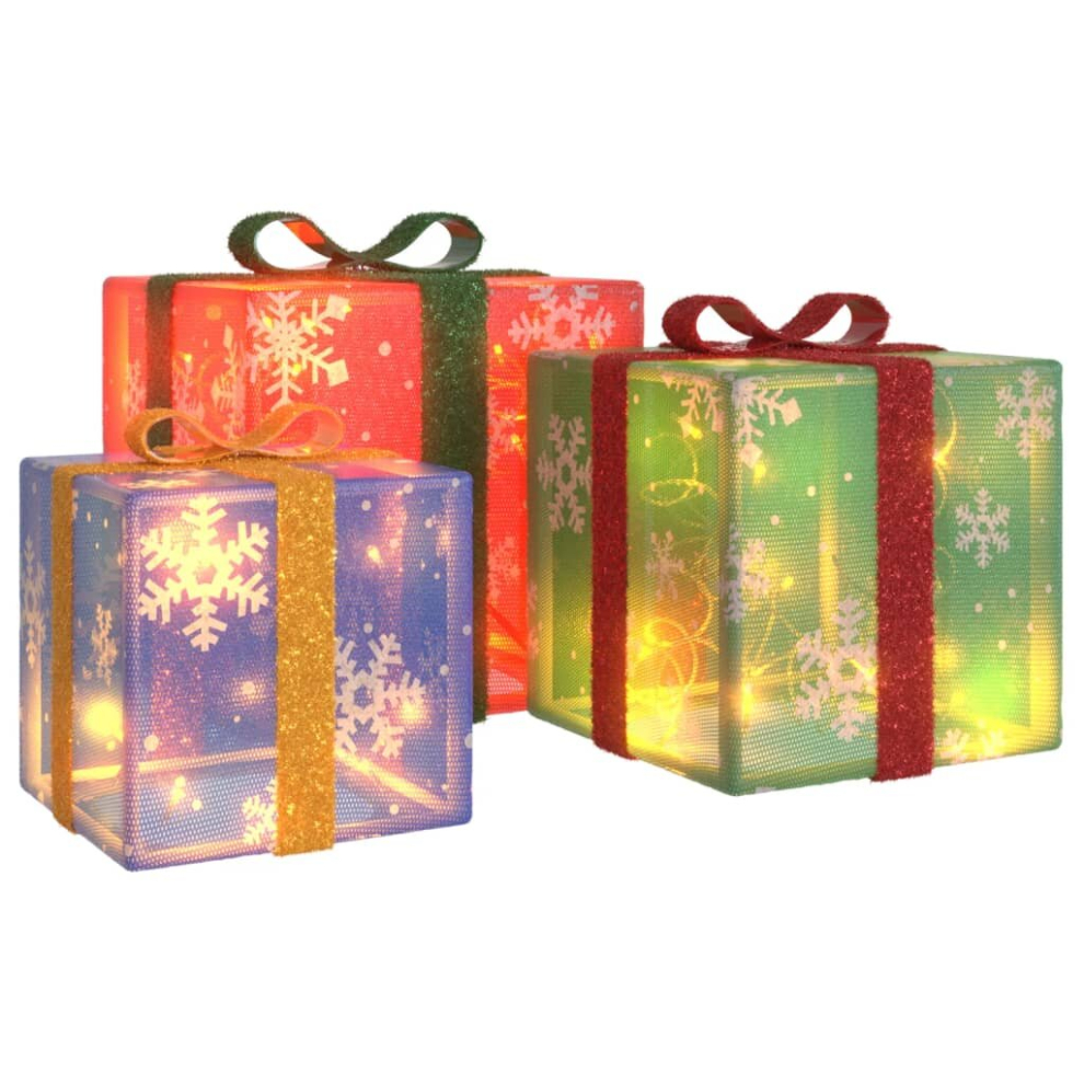 (multicolour) vidaXL Lighted Christmas Boxes Gift Box Festival Box Decoration 3 Pcs 64 LEDs