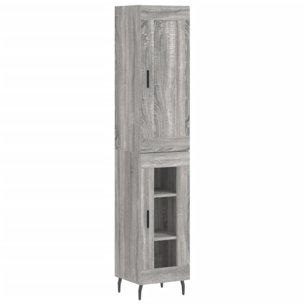 Vidaxl (Grey Sonoma, 1 Glass Door) Highboard Sideboard Tall Storage Cabinet Side Cabinet Engineered Wood