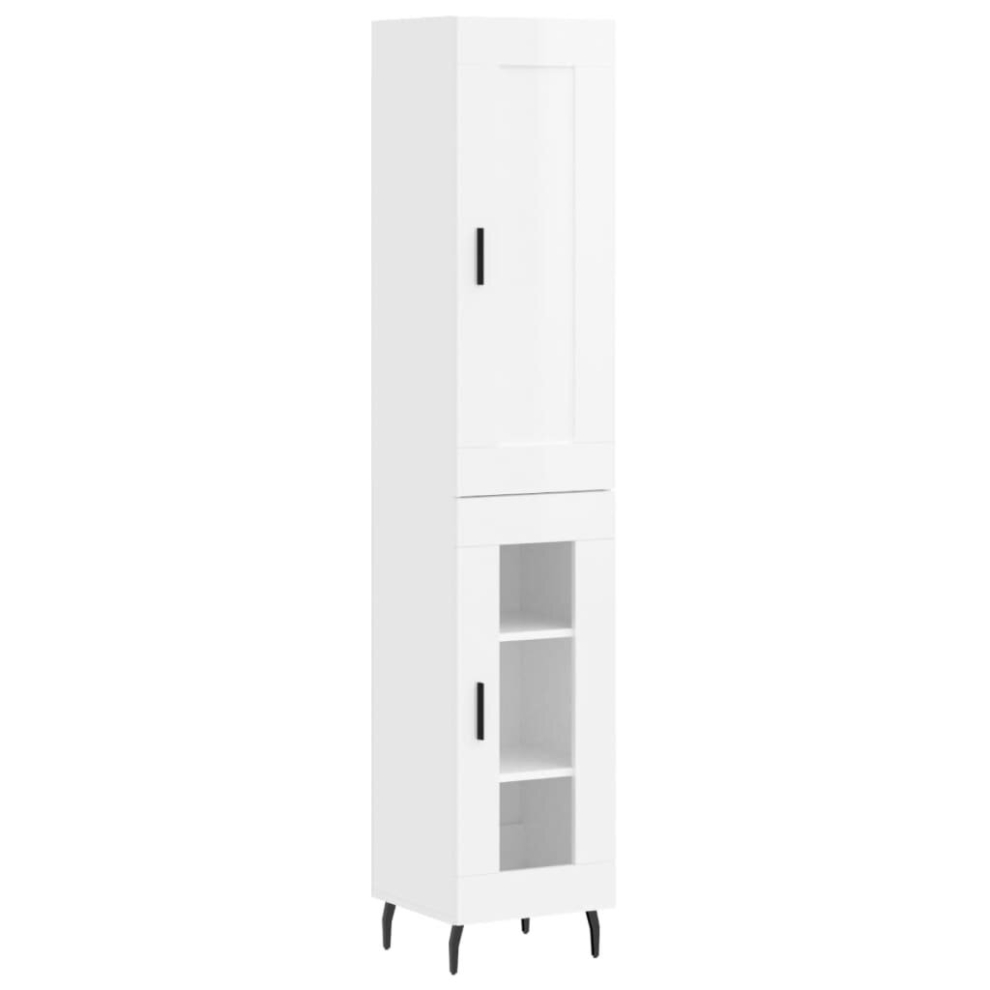 (high gloss white, 1 glass door) vidaXL Highboard Sideboard Tall Storage Cabinet Side Cabinet Engineered Wood