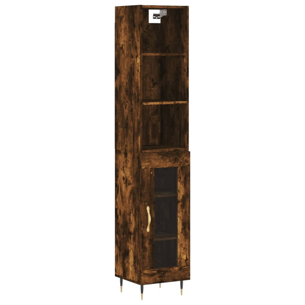 (smoked oak, 1 glass door) vidaXL Highboard Sideboard Cupboard Side Cabinet Brown Oak Engineered Wood