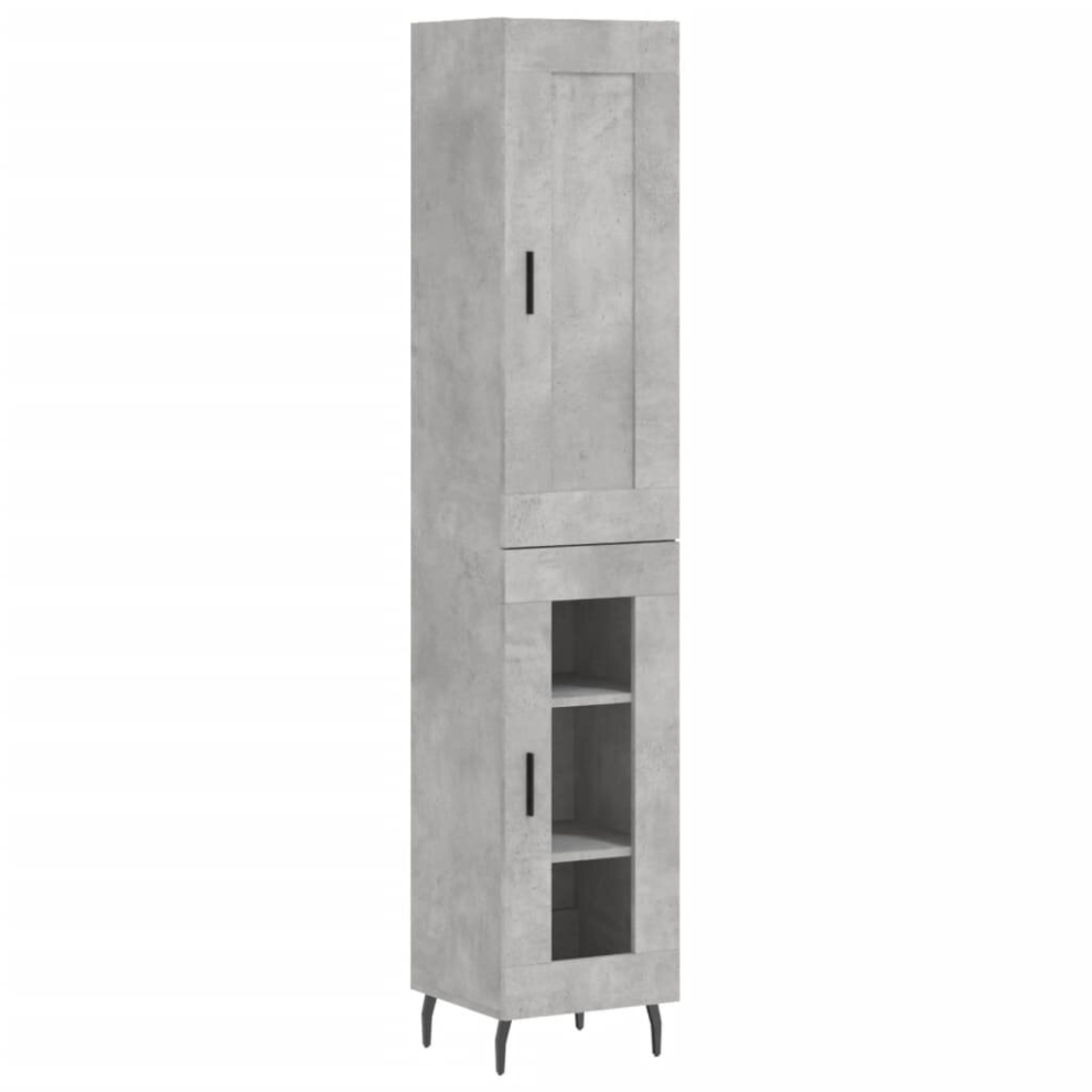 Vidaxl (Concrete Grey, 1 Glass Door) Highboard Sideboard Tall Storage Cabinet Side Cabinet Engineered Wood