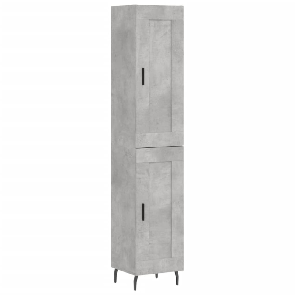 Vidaxl (Concrete 1 Wood Door) Highboard Sideboard Tall Storage Cabinet Side Cabinet Engineered Wood Grey