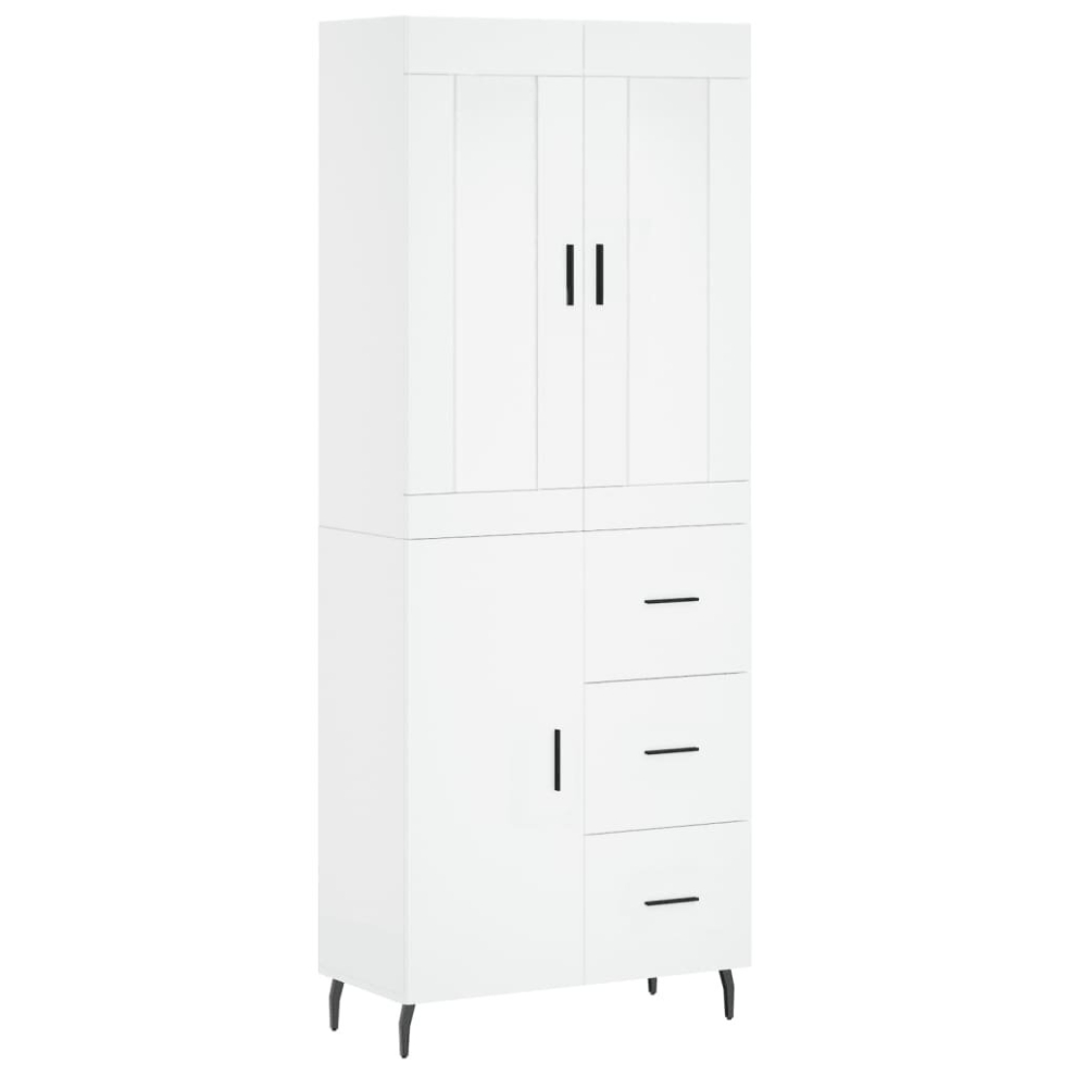 Vidaxl (White, 1 Door 3 Drawers) Highboard Sideboard Cupboard Side Board Storage Cabinet Engineered Wood
