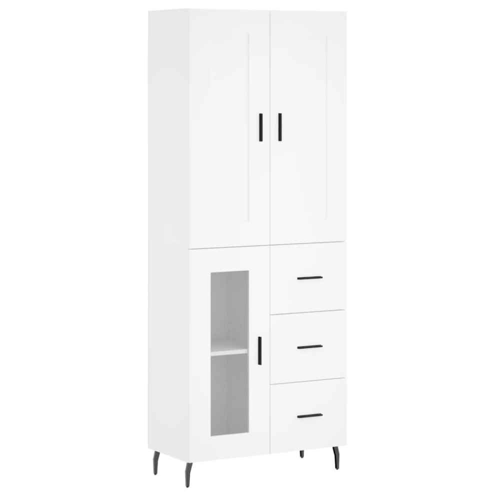 (white, 1 glass door 3 drawers) vidaXL Highboard Sideboard Cupboard Side Board Storage Cabinet Engineered Wood