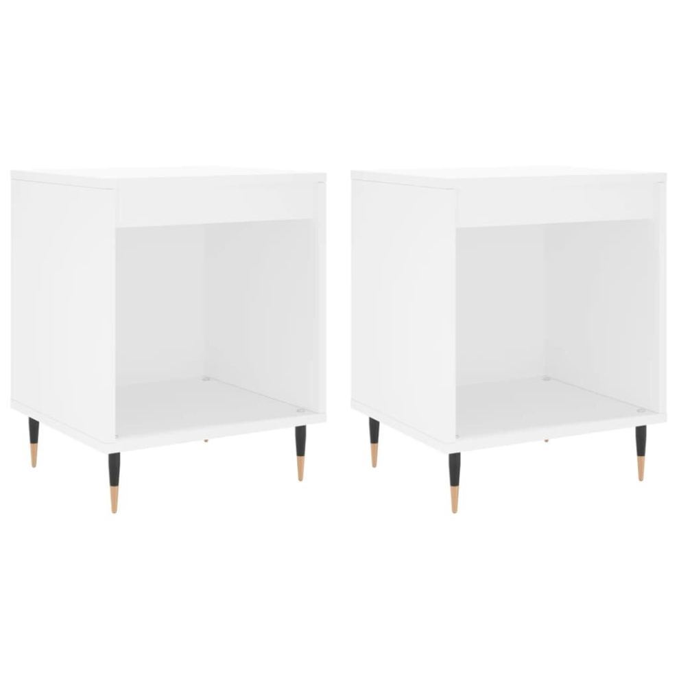 Vidaxl (White, 2 Pcs) Bedside Cabinets Nightstand Side Table Bed Cabinet Engineered Wood