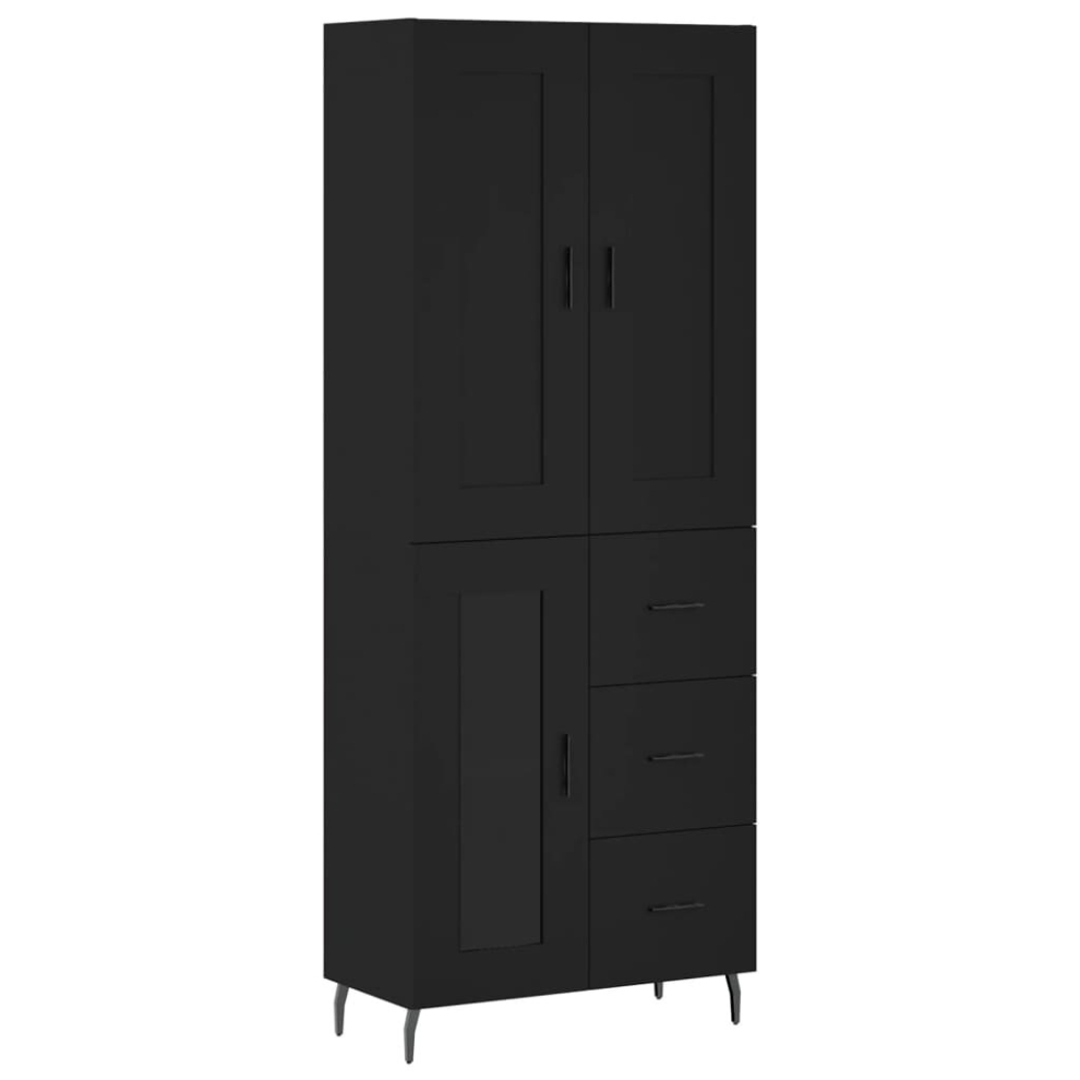 (black, 1 glass door 3 drawers) vidaXL Highboard Sideboard Cupboard Side Board Storage Cabinet Engineered Wood