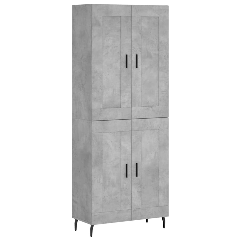 Vidaxl (Concrete Grey, 2 Wood Doors) Highboard Sideboard Cupboard Side Board Storage Cabinet Engineered Wood
