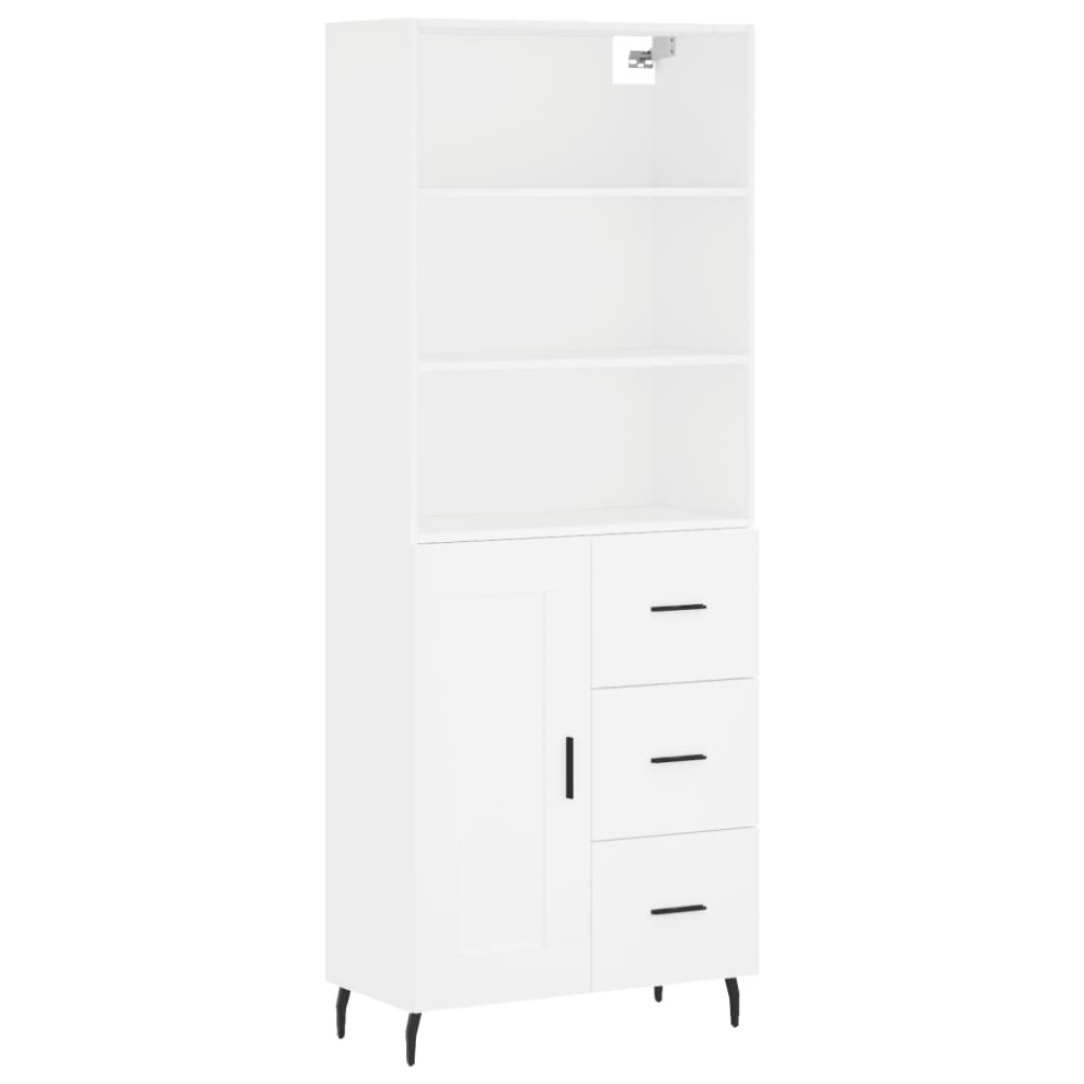 (white, 1 wood door 3 drawers) vidaXL Highboard Sideboard Storage Cabinet Side Cabinet White Engineered Wood