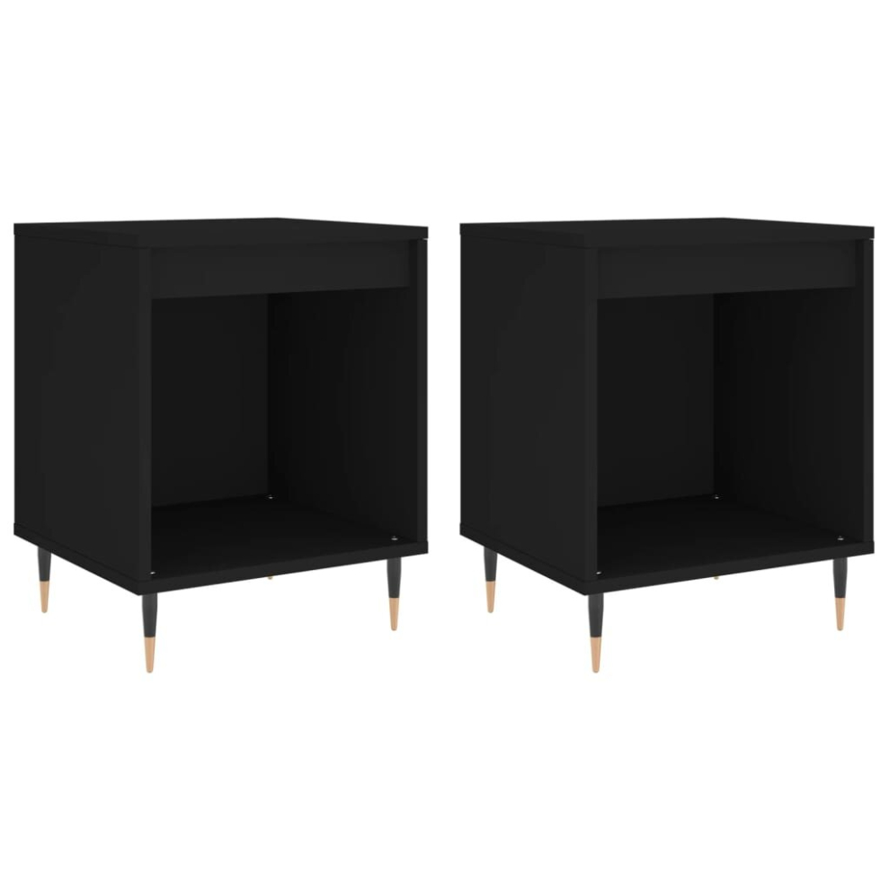 Vidaxl (Black, 2 Pcs) Bedside Cabinets Nightstand Side Table Bed Cabinet Engineered Wood