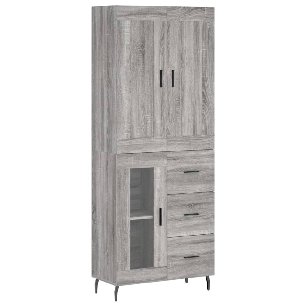 (grey sonoma, 1 glass door 3 drawers) vidaXL Highboard Sideboard Cupboard Side Board Storage Cabinet Engineered Wood