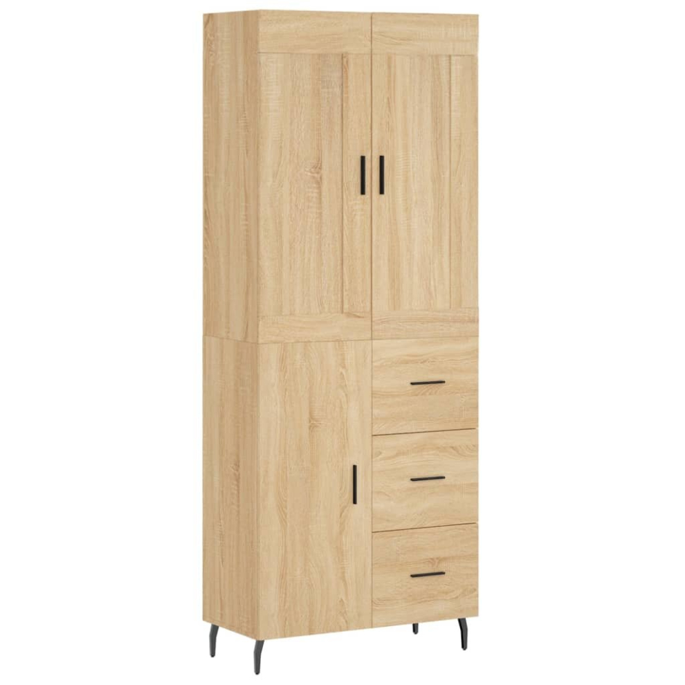 Vidaxl (Sonoma Oak, 1 Door 3 Drawers) Highboard Sideboard Cupboard Side Board Storage Cabinet Engineered Wood