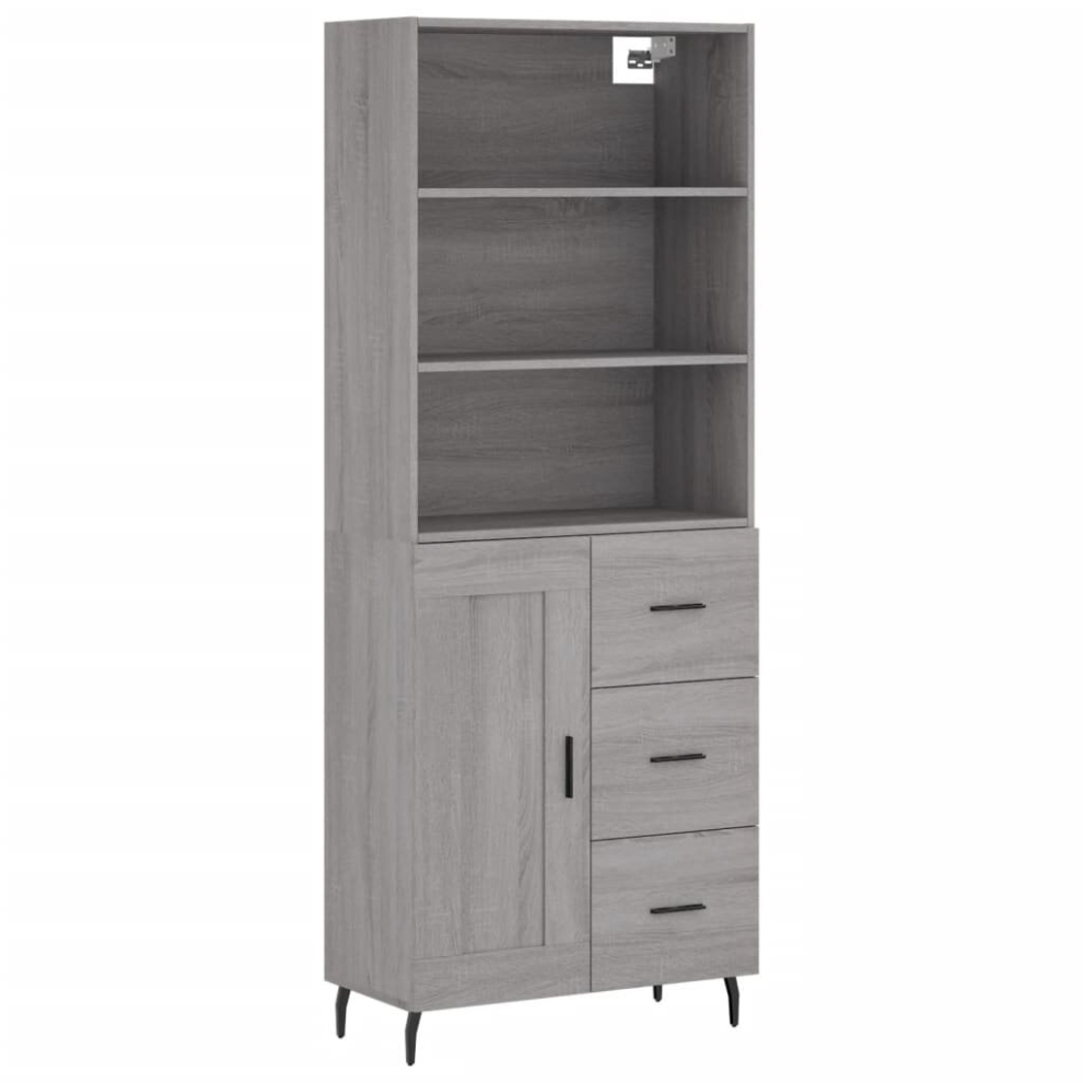 (grey sonoma, 1 wood door 3 drawers) vidaXL Highboard Sideboard Storage Cabinet Side Cabinet White Engineered Wood