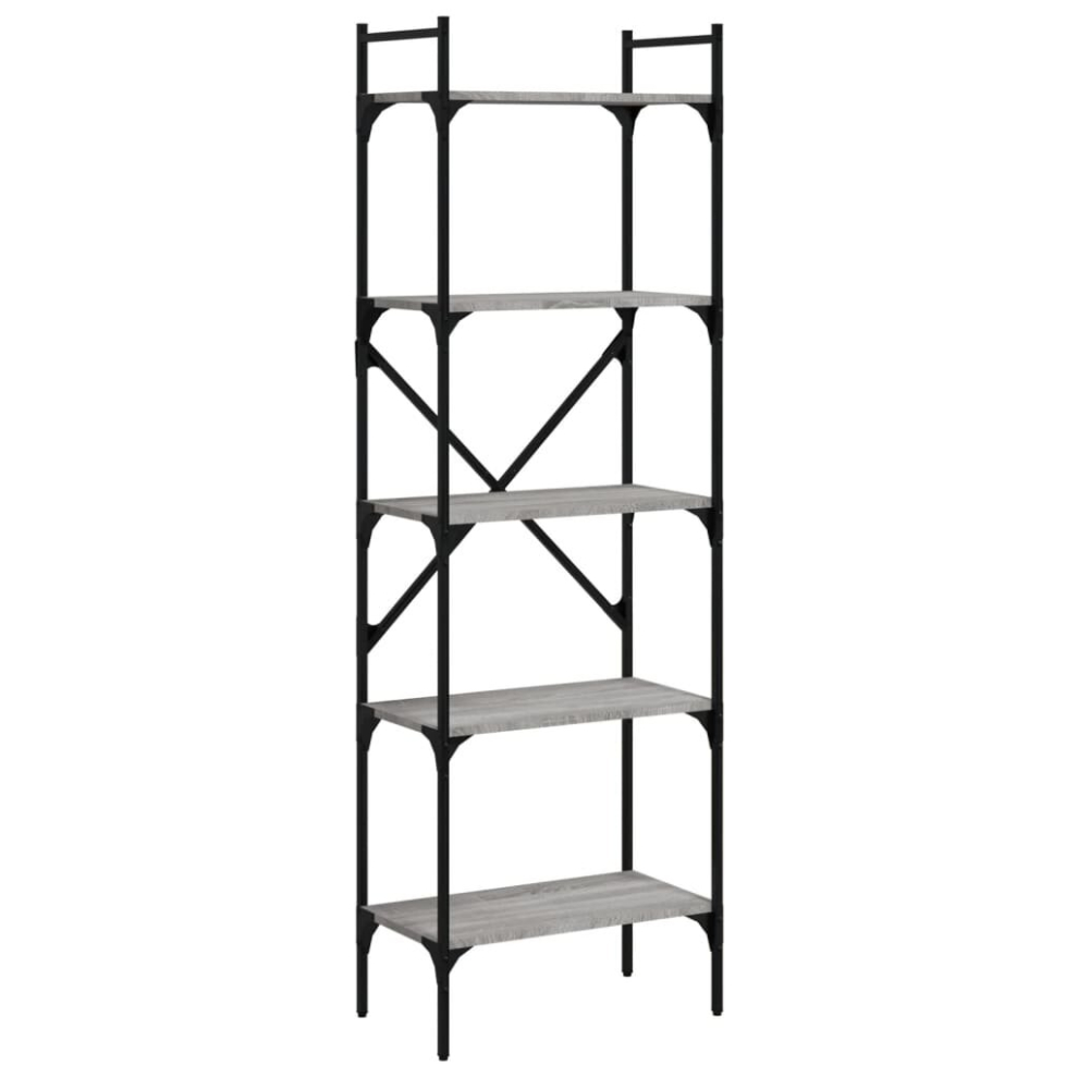 VIDAXL Bookcase - Engineered Wood - Grey - 56 x 31.5 x 174 cm - Image 2