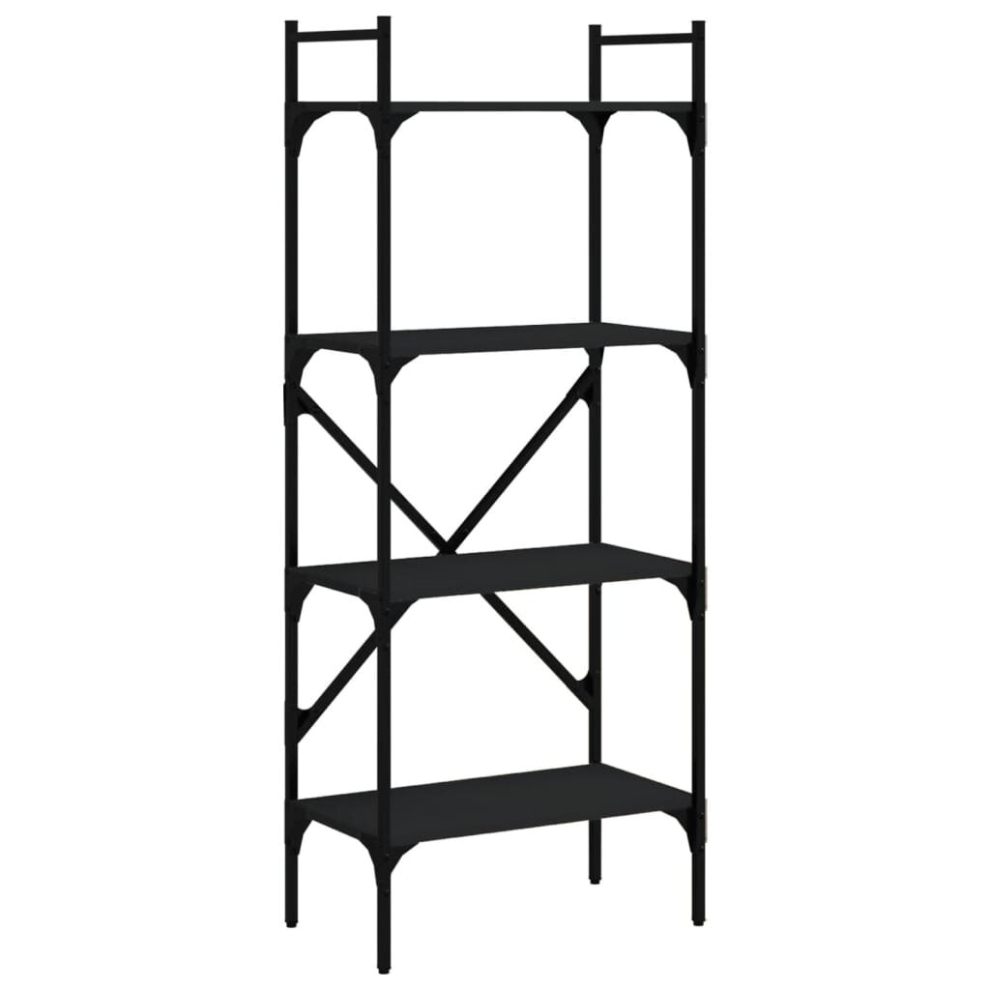 VIDAXL Industrial Style Bookcase - 4 Shelf - Black - Steel/Wood - Image 3
