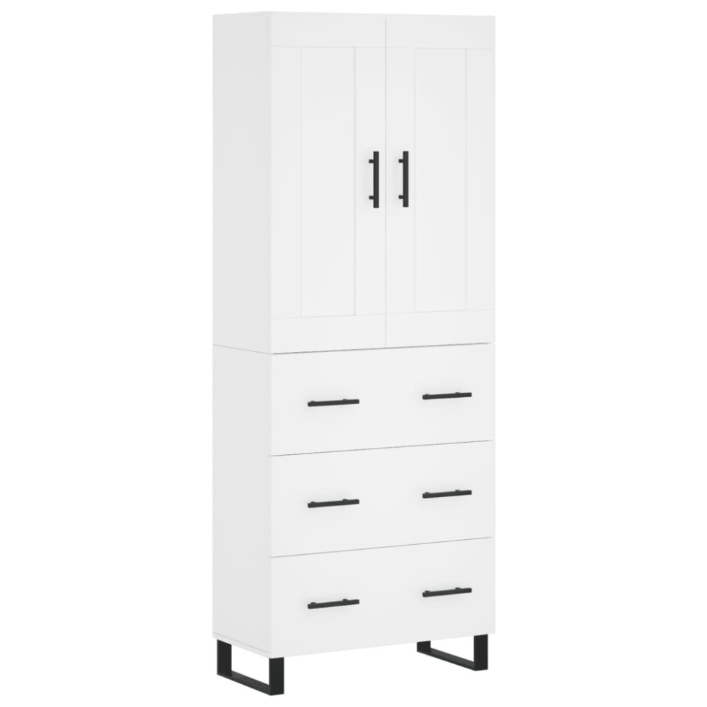 Vidaxl (, 3 Drawers) Highboard Sideboard Tall Storage Cabinet Side Cabinet Engineered Wood White