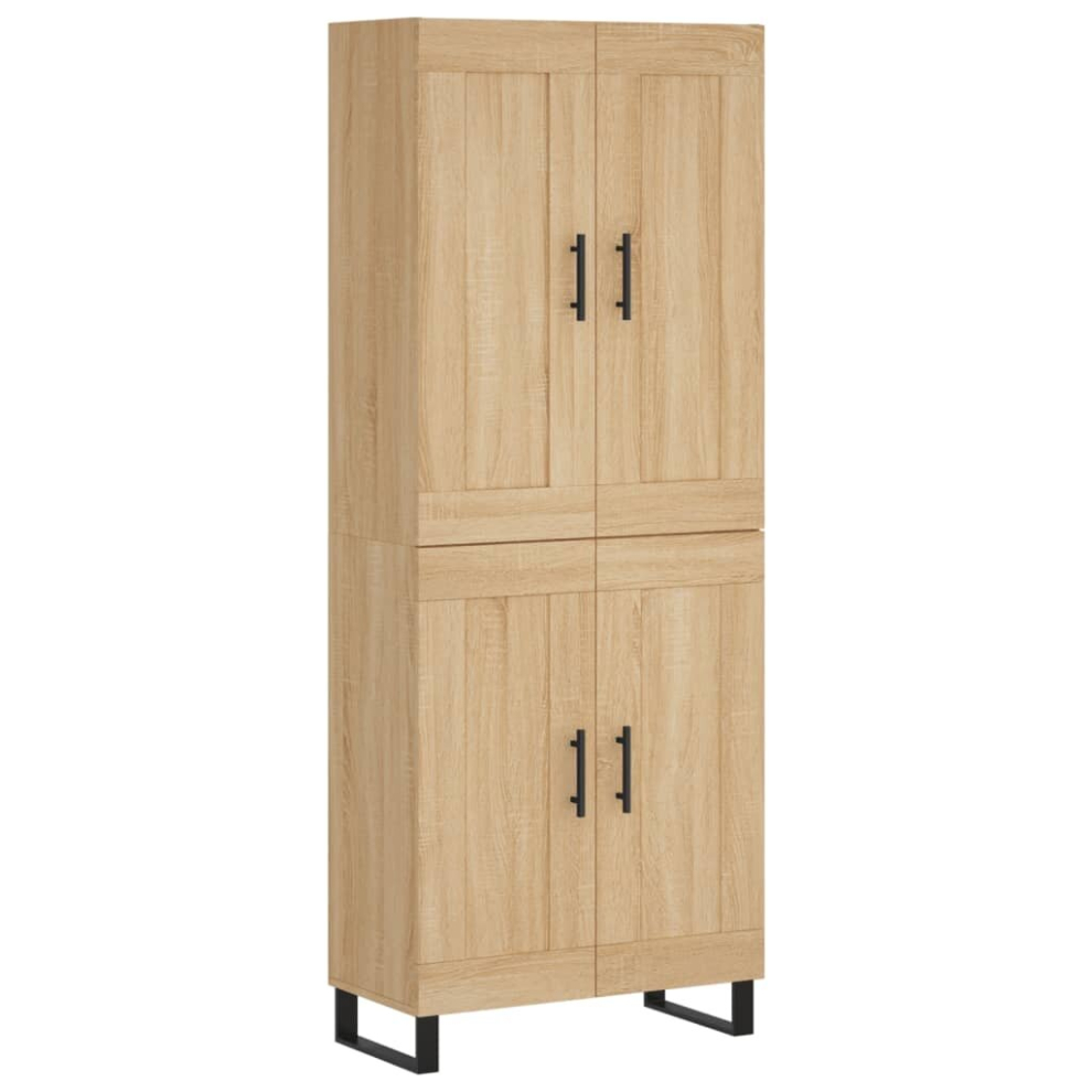 Vidaxl (Sonoma Oak, 2 Wood Doors) Highboard Sideboard Tall Storage Cabinet Side Cabinet Engineered Wood