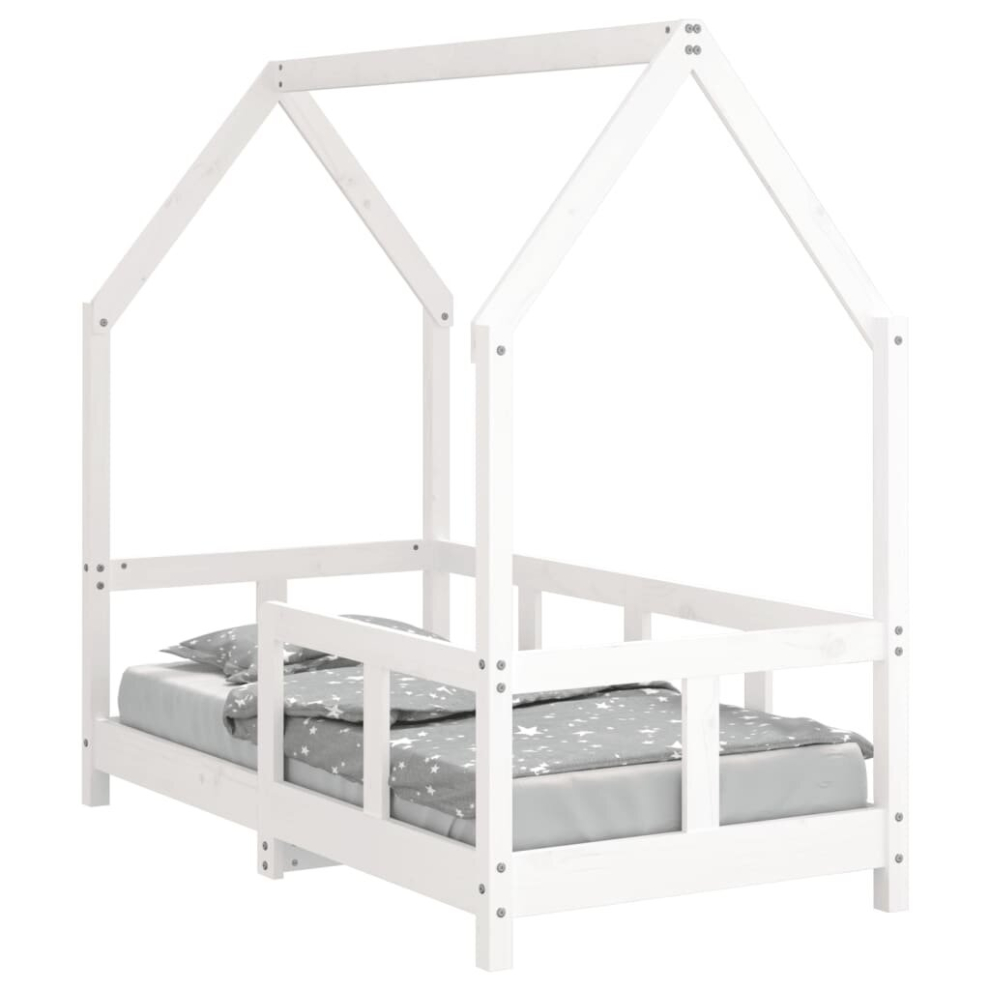 Vidaxl (White, 70 X 140 Cm) Kids Bed Frame Bedstead Mattress Foundation 70X140 Cm Solid Wood Pine